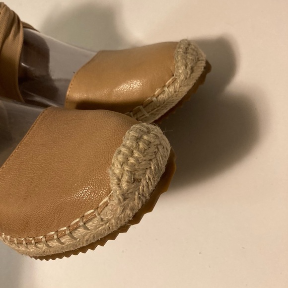 Eileen Fisher Cream Leather Ankle Fabric Strap Espadrille Wedges size 6 - Picture 11 of 16